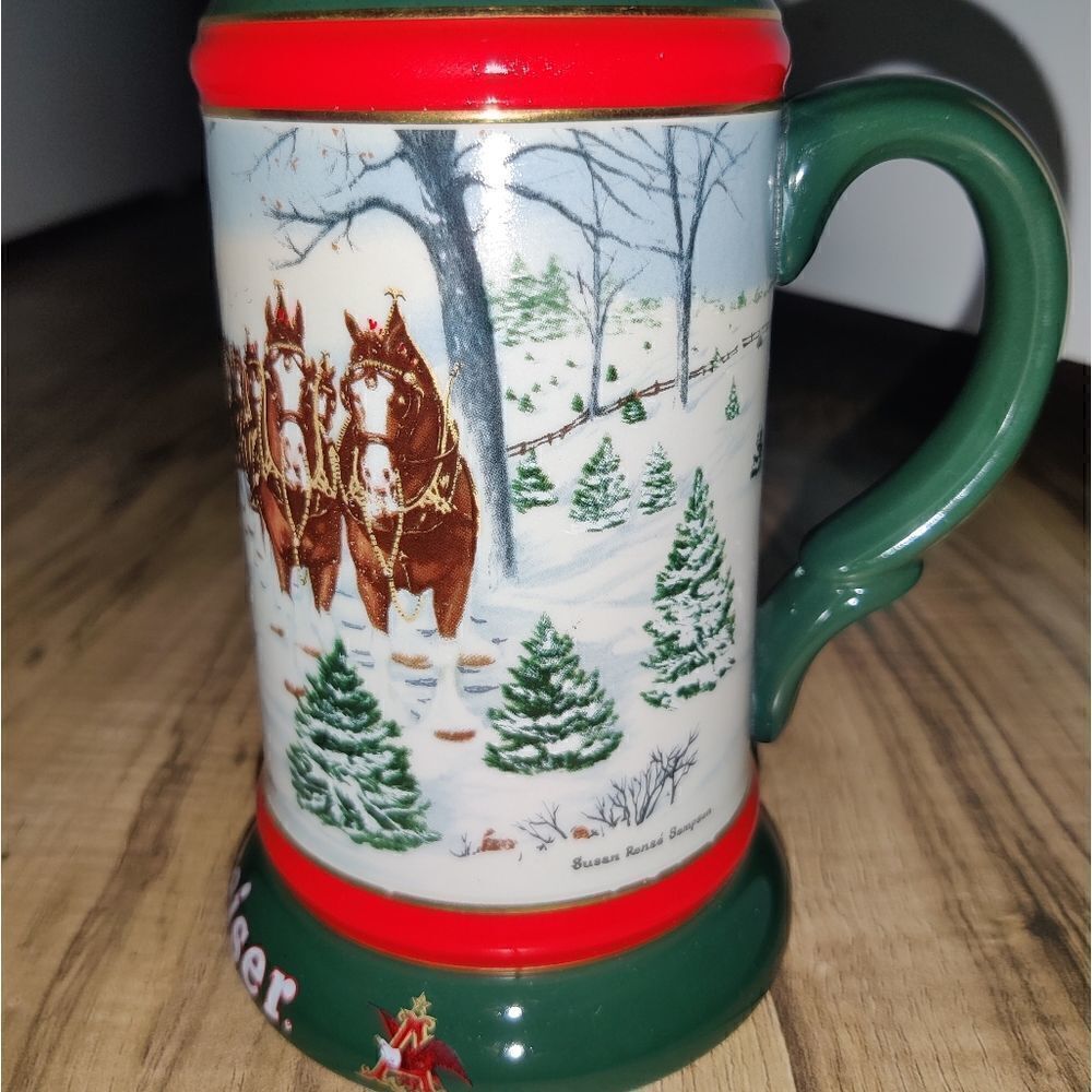 BUDWEISER STEIN Christmas CERAMIC MUG 1991 THE SEA